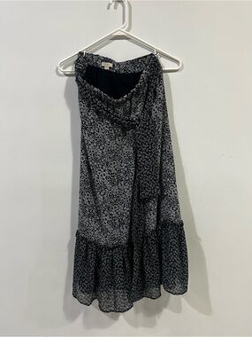 LOFT Black and White Floral Maxi Skirt